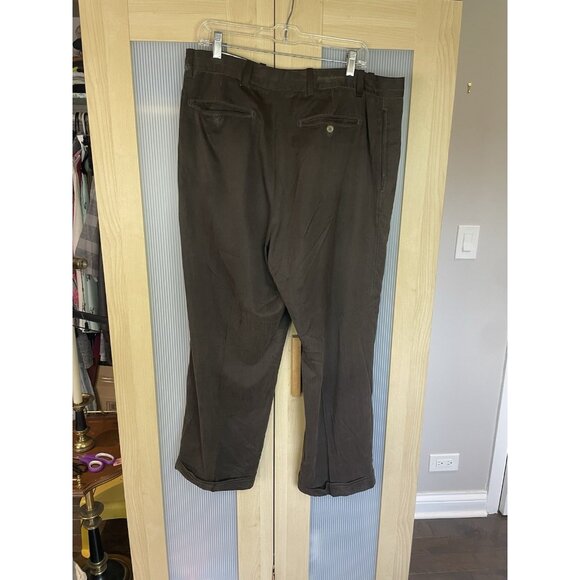 Tommy Bahama Relaxed Brown Silk Pleated Front Trouser Pants Mens Sz 38 Summer - Picture 4 of 6